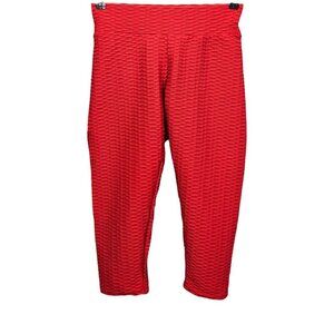 💥Honeycomb Butt Lifted Activewear Red Capris Leggings